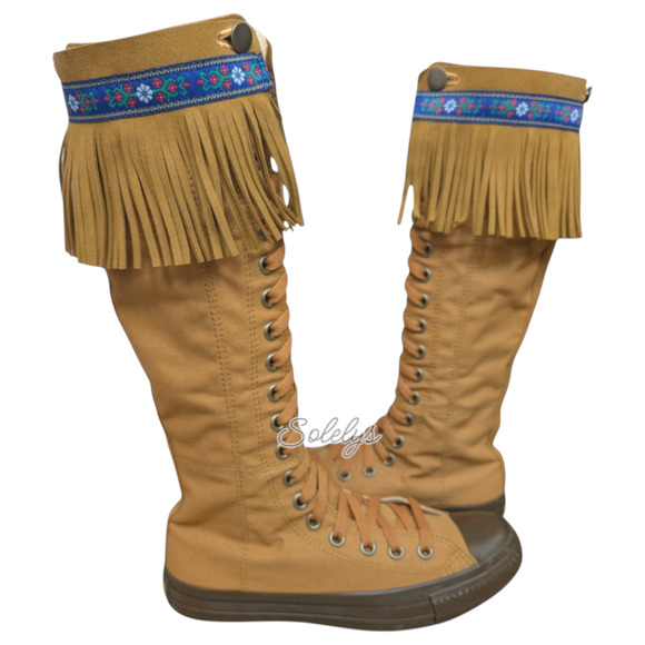 Converse Japan 2009 XXHI Fringe Knee High Canvas Sneaker Boot RARE Womens 7.5 - Picture 9 of 15